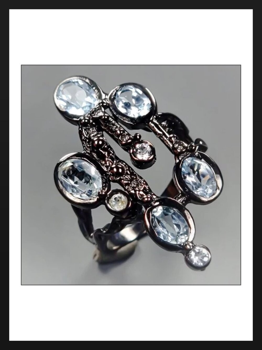 Ring Blue Topaz 925 Size 8